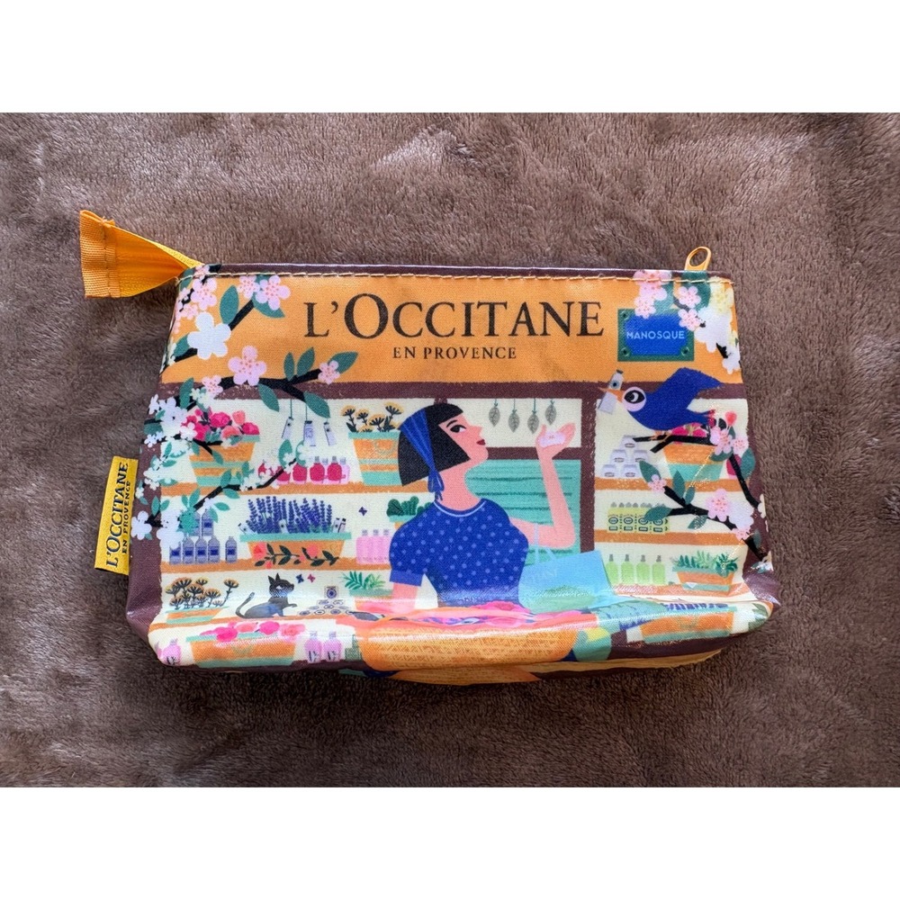 LOccitane en Provence French Market Illustration Makeup Bag Cosmetic Pouch